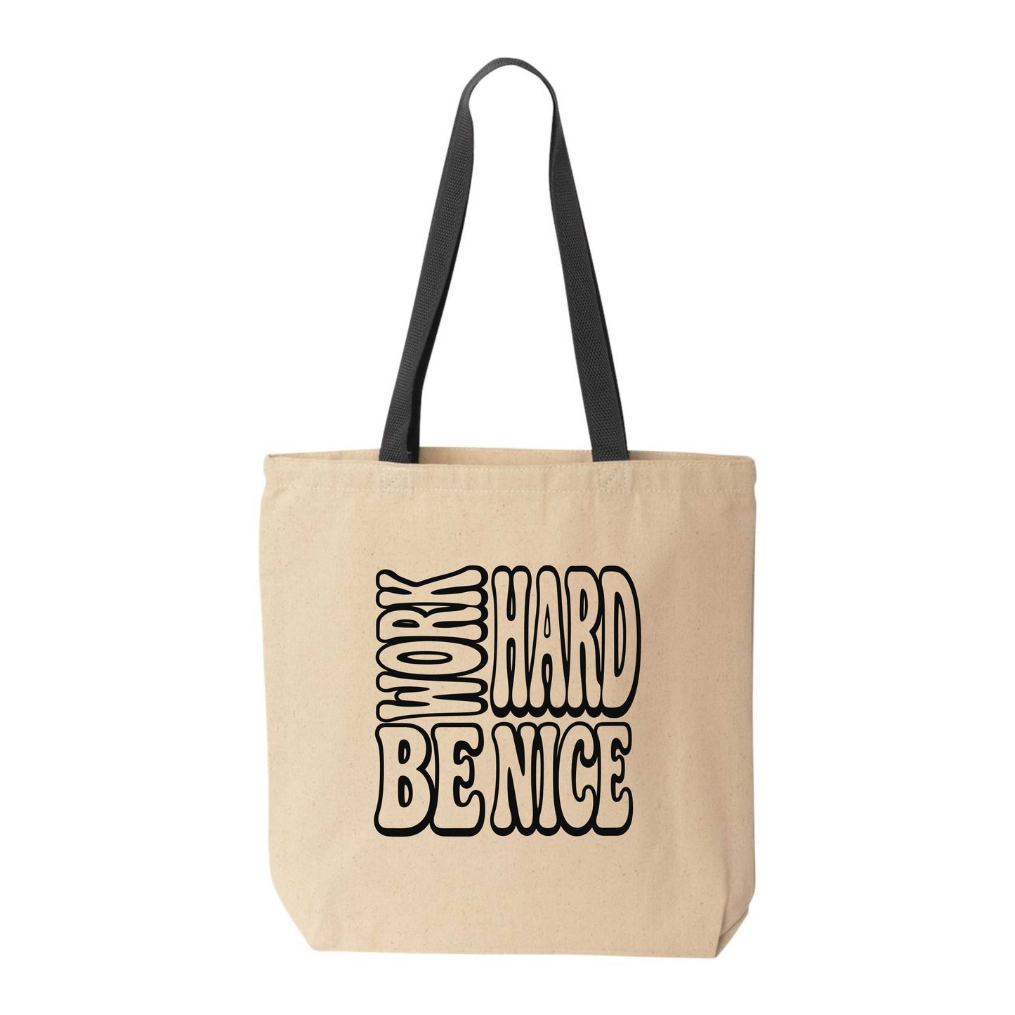 Work Hard Be Nice Groovy Contrast Tote