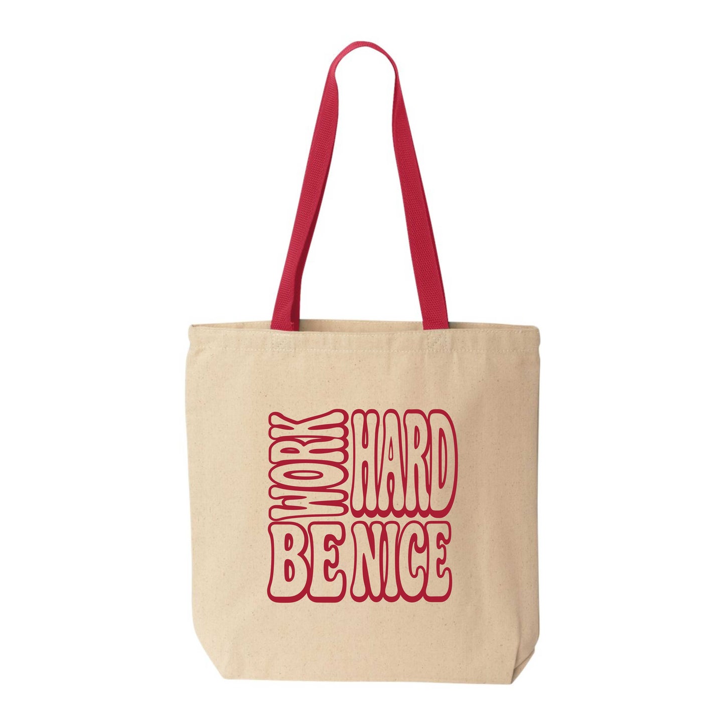 Work Hard Be Nice Groovy Contrast Tote